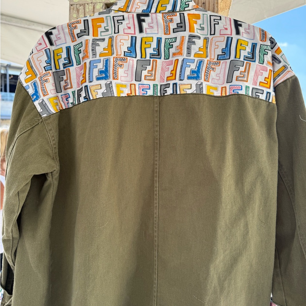 Designer Multicolor Patterned Olive Jacket - image 3